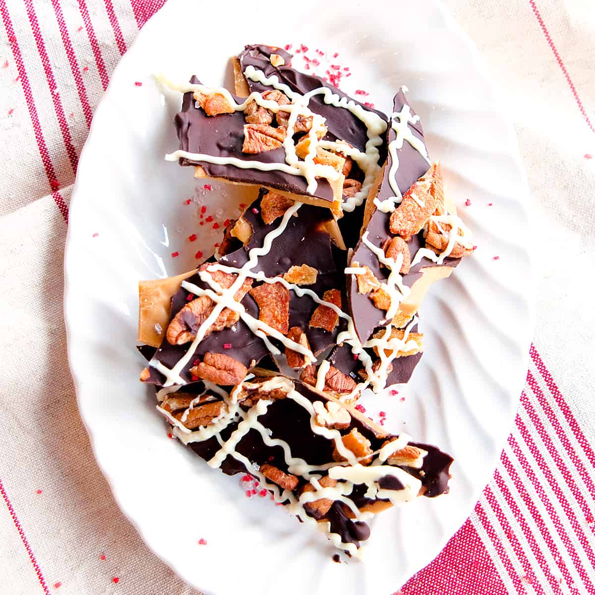 Bacon and Pecan Topped Toffee
