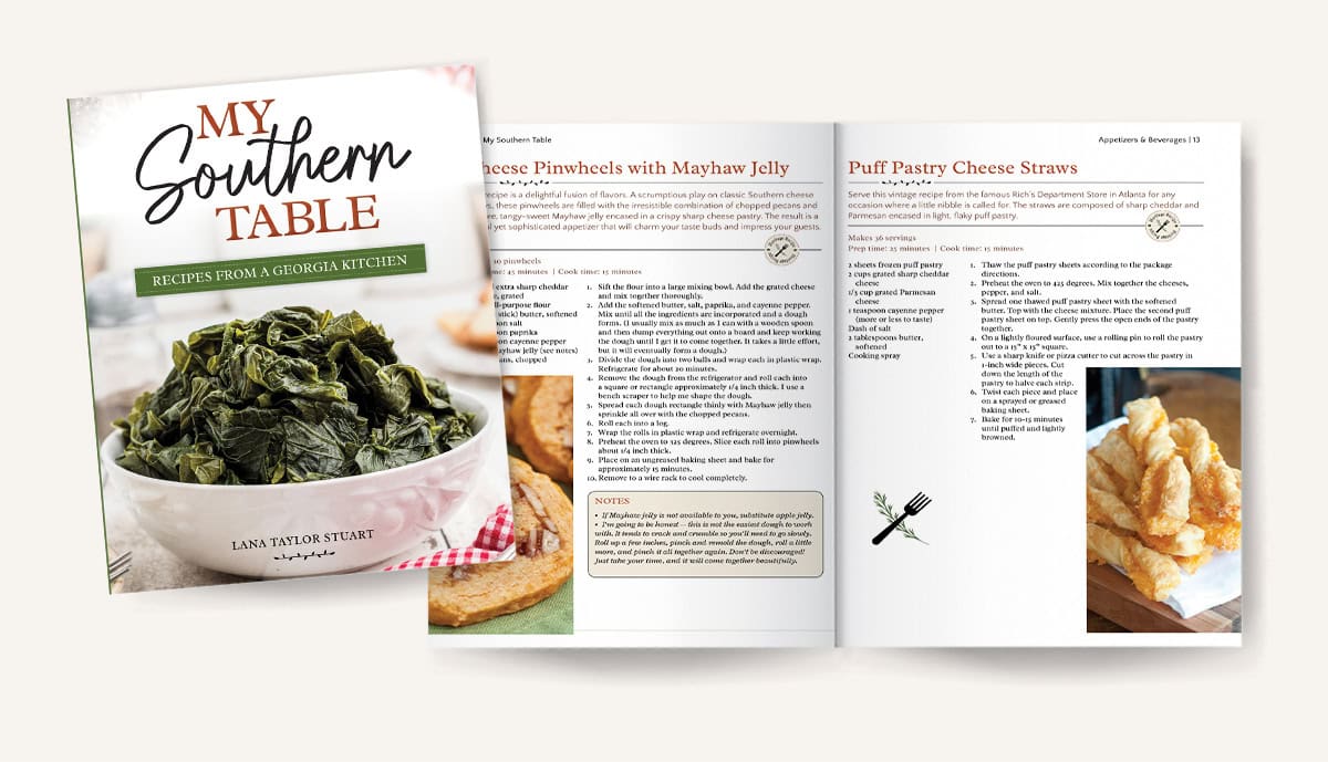 Mockup of pages 12-13 in My Southern Table.