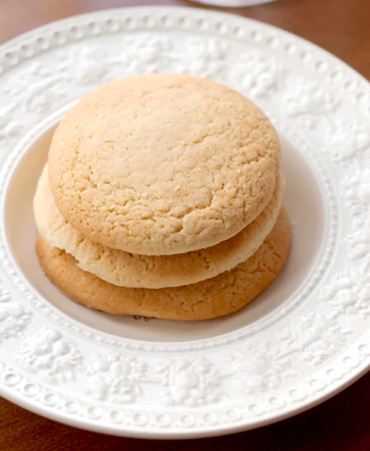 Old Fashioned Southern Teacakes on a white serving plate.