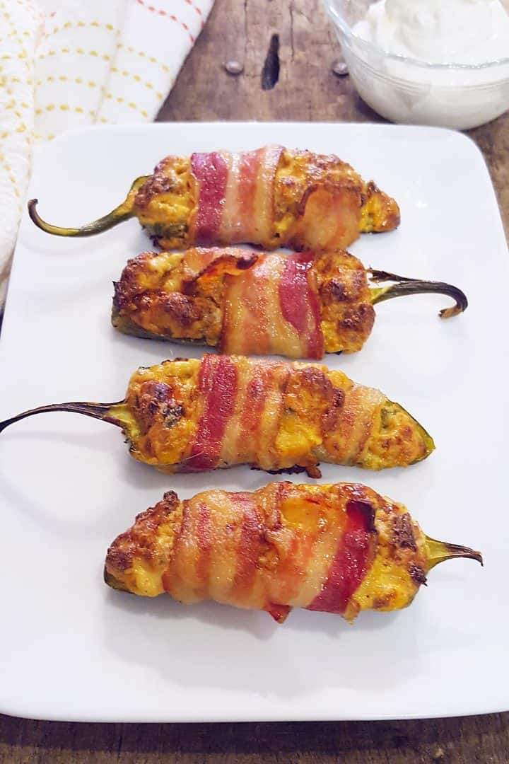 Sausage Stuffed Bacon Wrapped Jalapenos from Never Enough Thyme