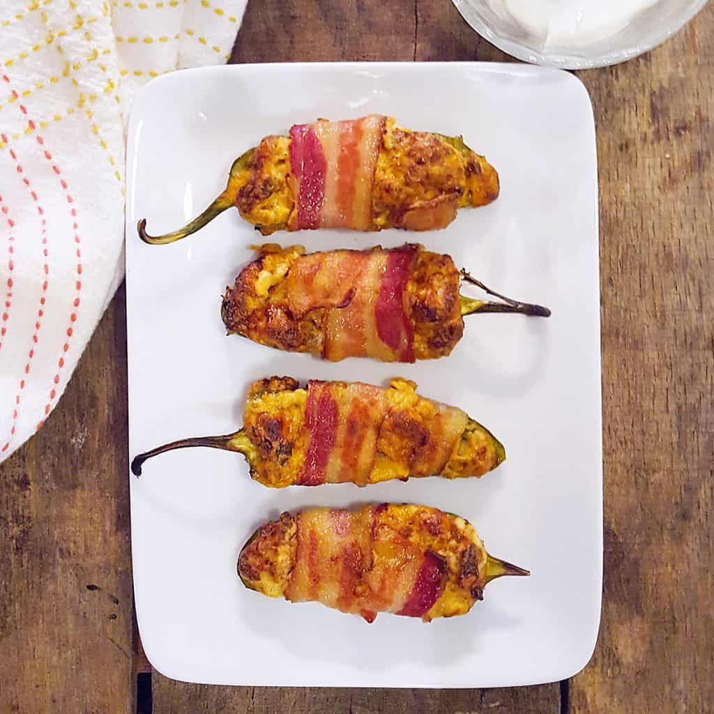 Sausage Stuffed Bacon Wrapped Jalapenos from Never Enough Thyme