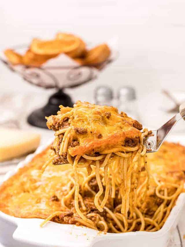 Easy Baked Spaghetti with Cheddar Cheese Story