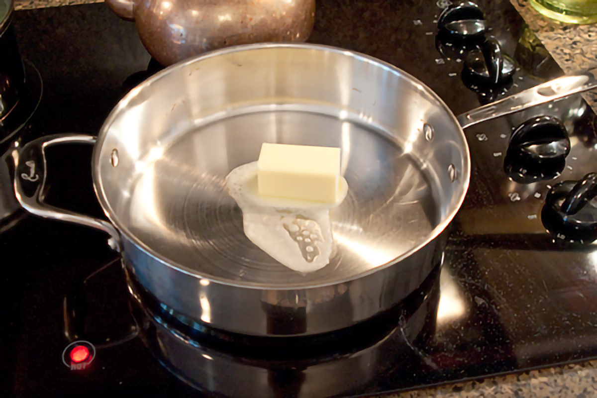 Butter melting in a skillet