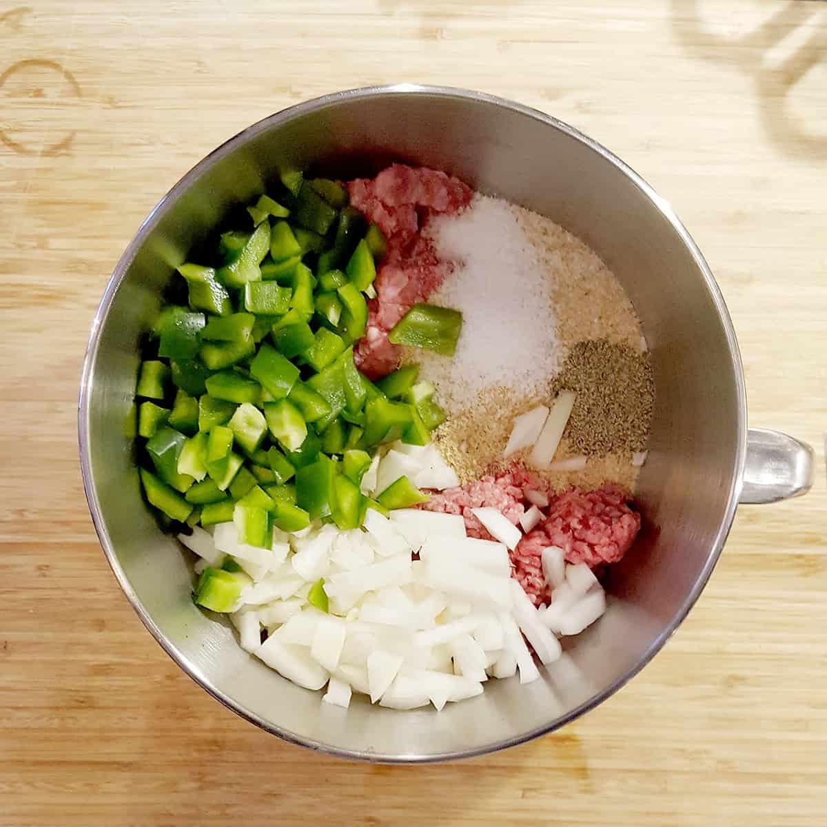 Remaining ingredients added to mixing bowl.