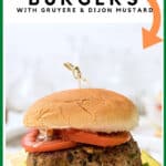 Finished turkey burger on a white serving plate.