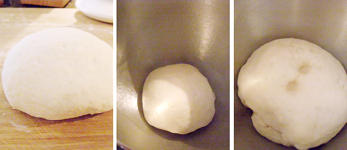 Photo collage of dough rising.