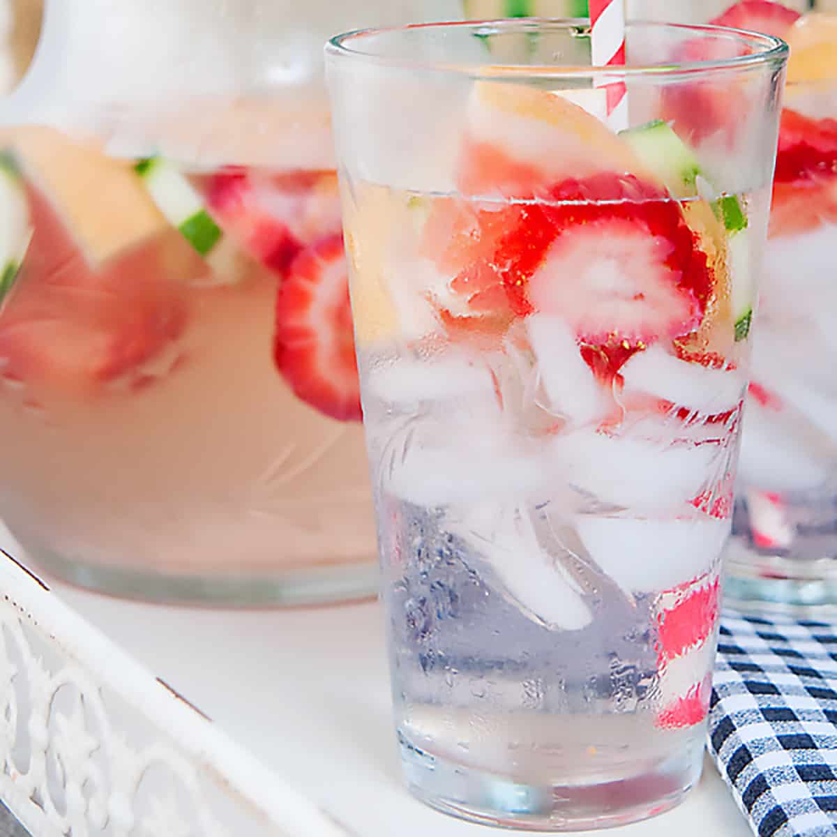 A glass of agua fresca infused water.