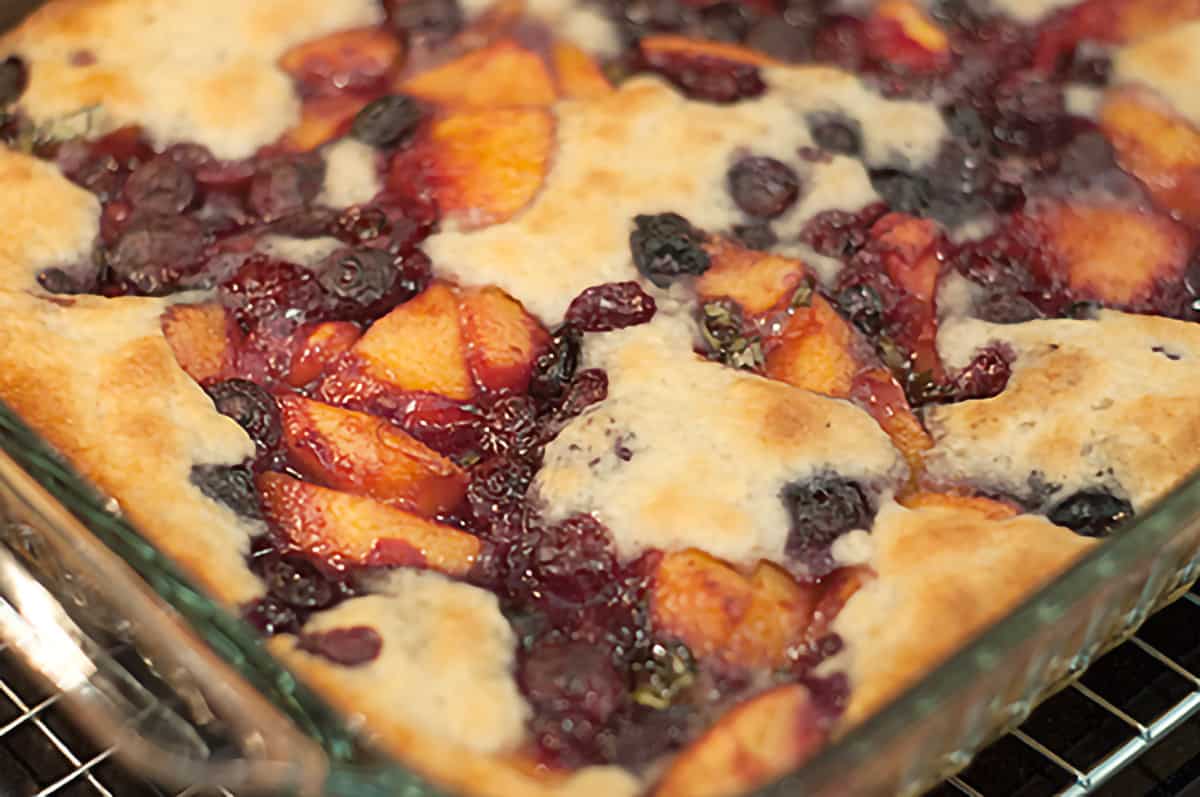 Finished cobbler on a cooling rack.