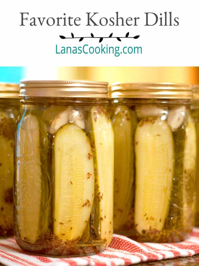 Jars of kosher dill pickles.