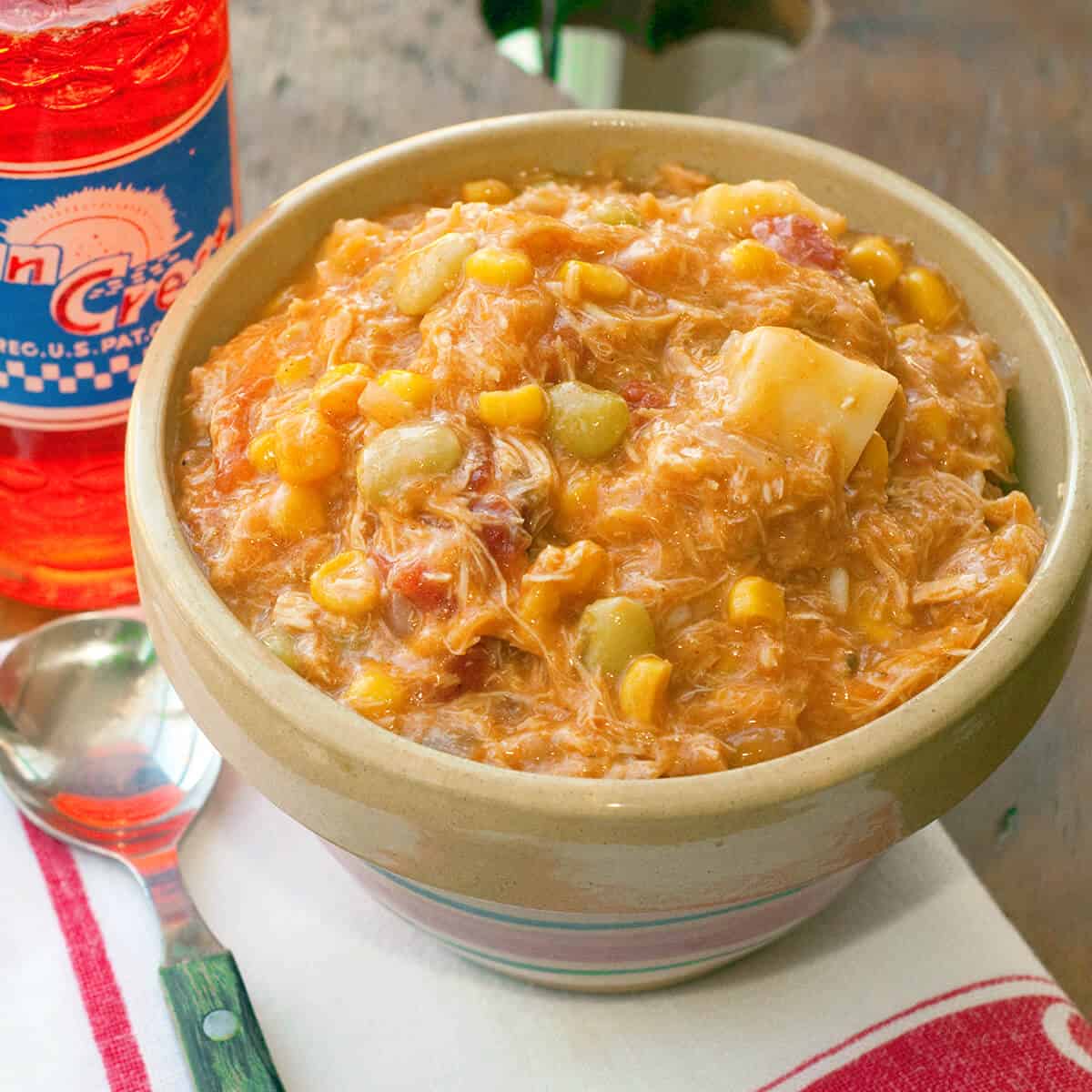 Brunswick stew in a vintage bowl.