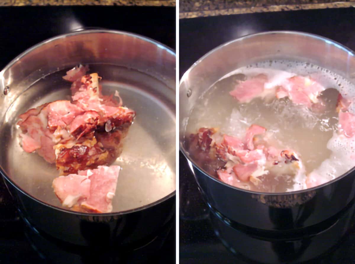 Ham broth made from leftover ham bone.