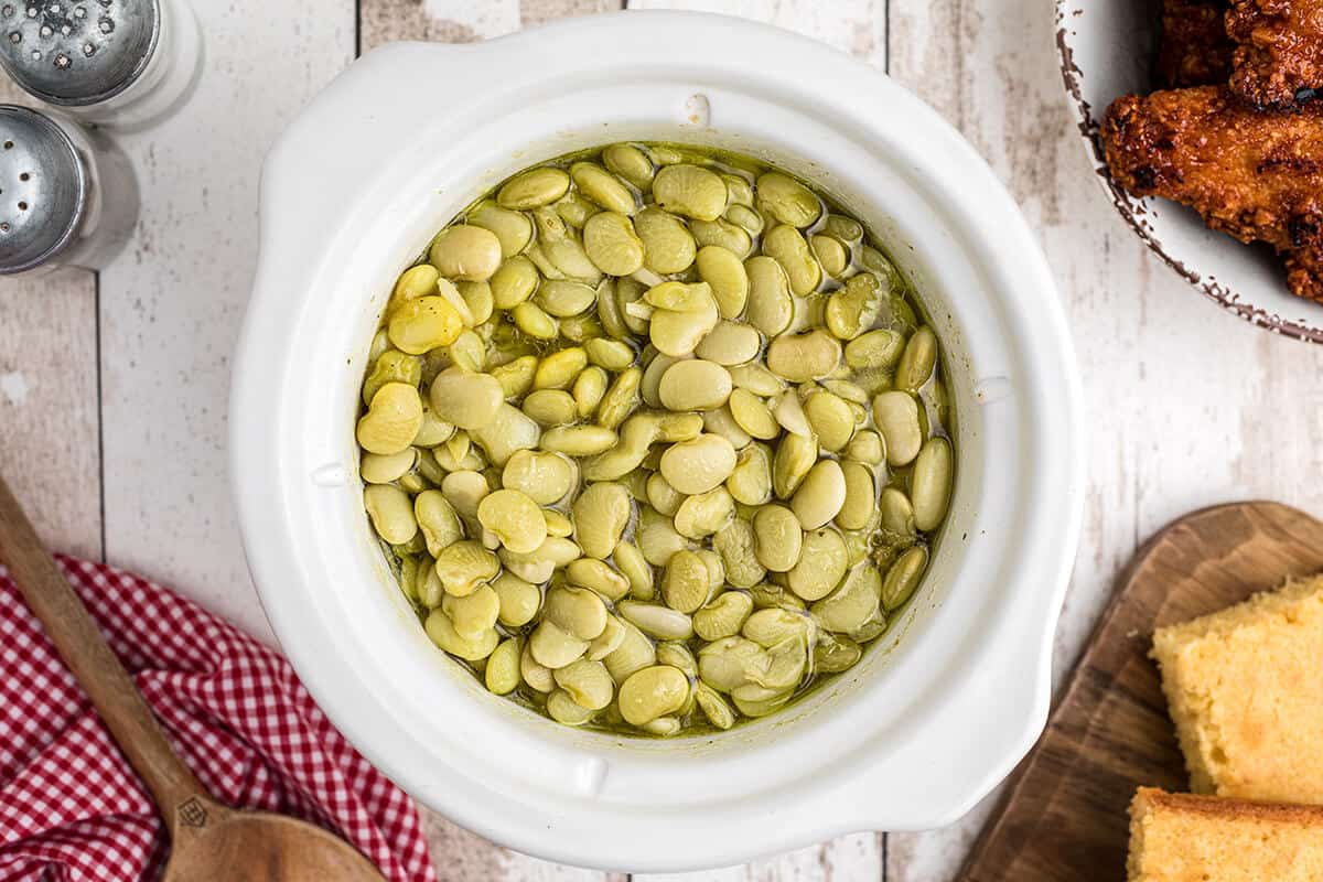 Butter beans in a slow cooker.