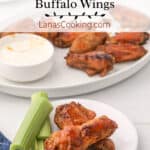 Finished wings on a serving plate.