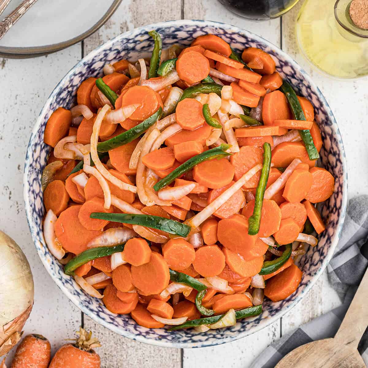 Copper pennies salad in a serving bowl.