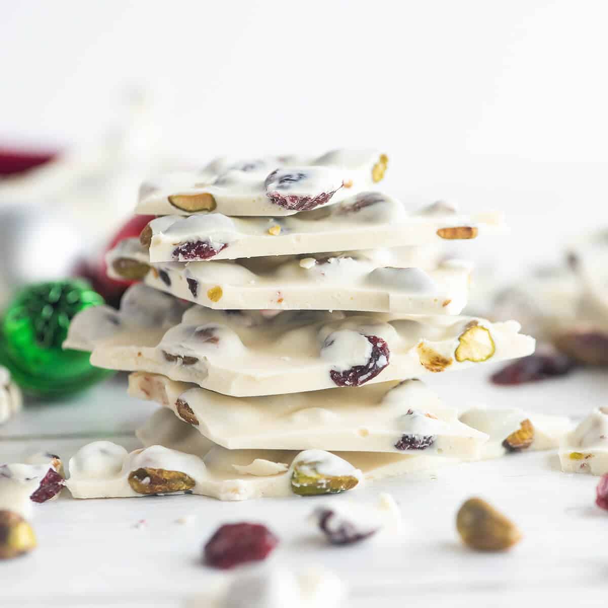 Cranberry Pistachio White Chocolate Bark