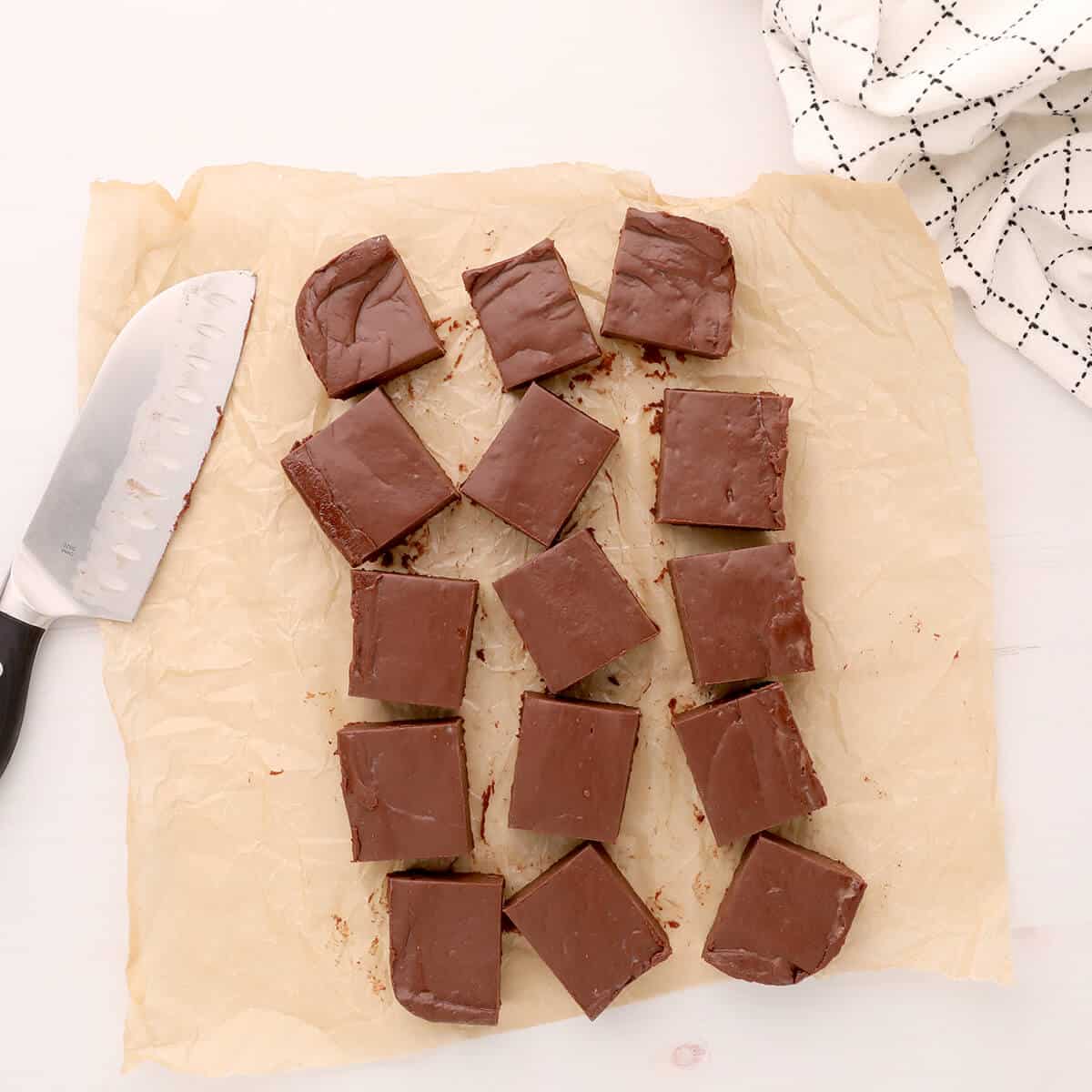 Fudge cut into squares.