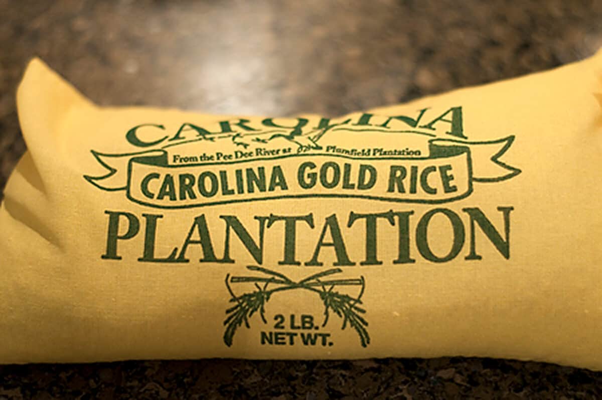 A bag of Carolina Gold Rice.