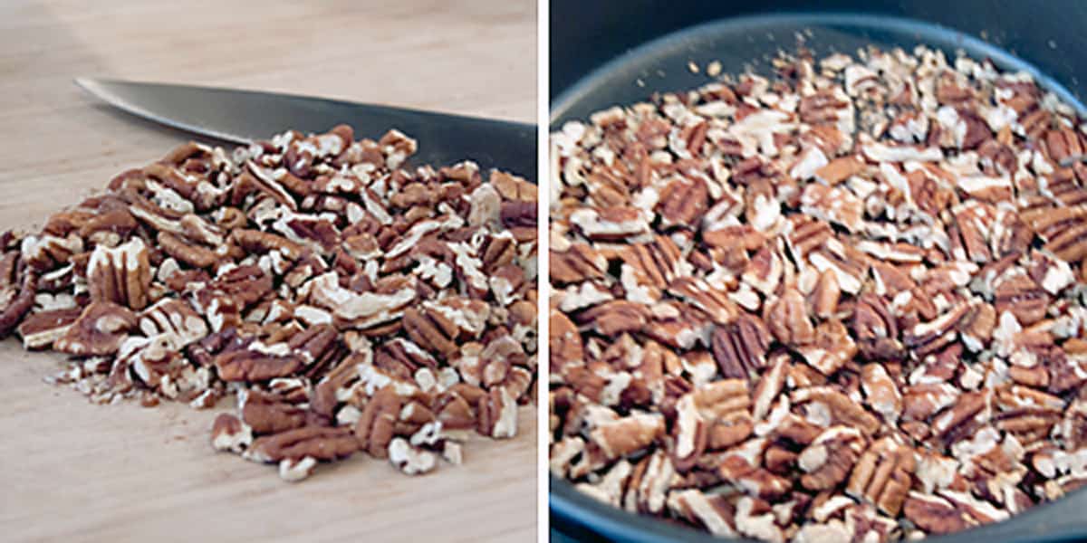 Chopped and toasted pecans.
