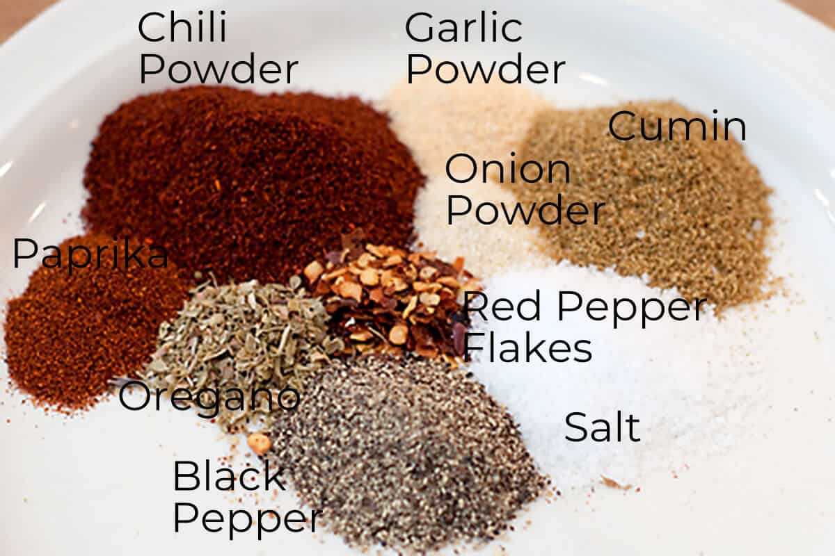All the ingredients needed to make the spice mix.