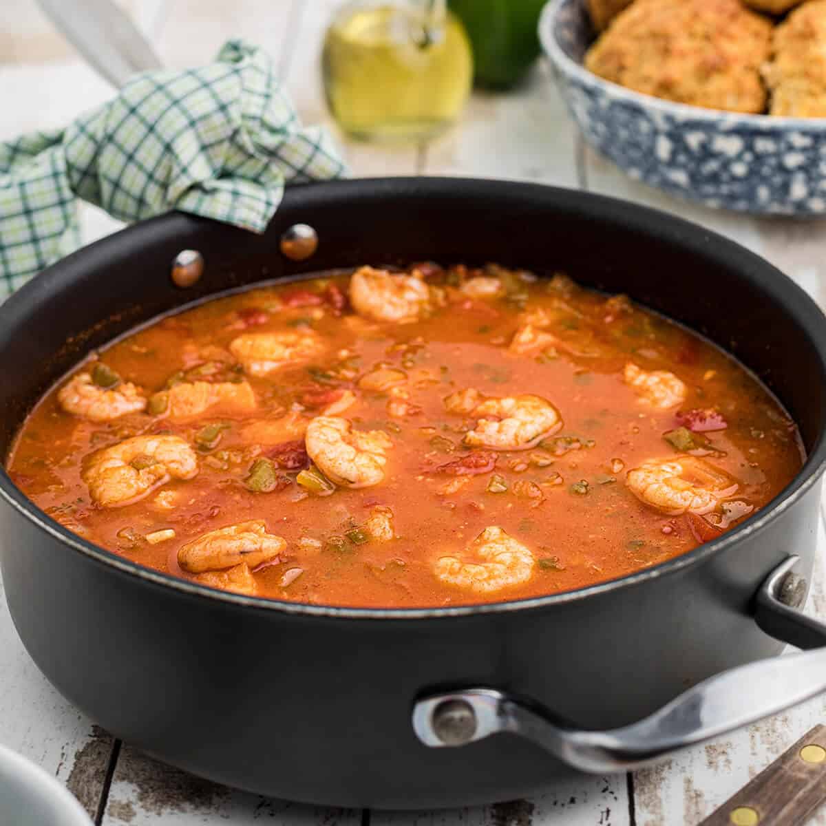 A pot filled with Seafood Stew.