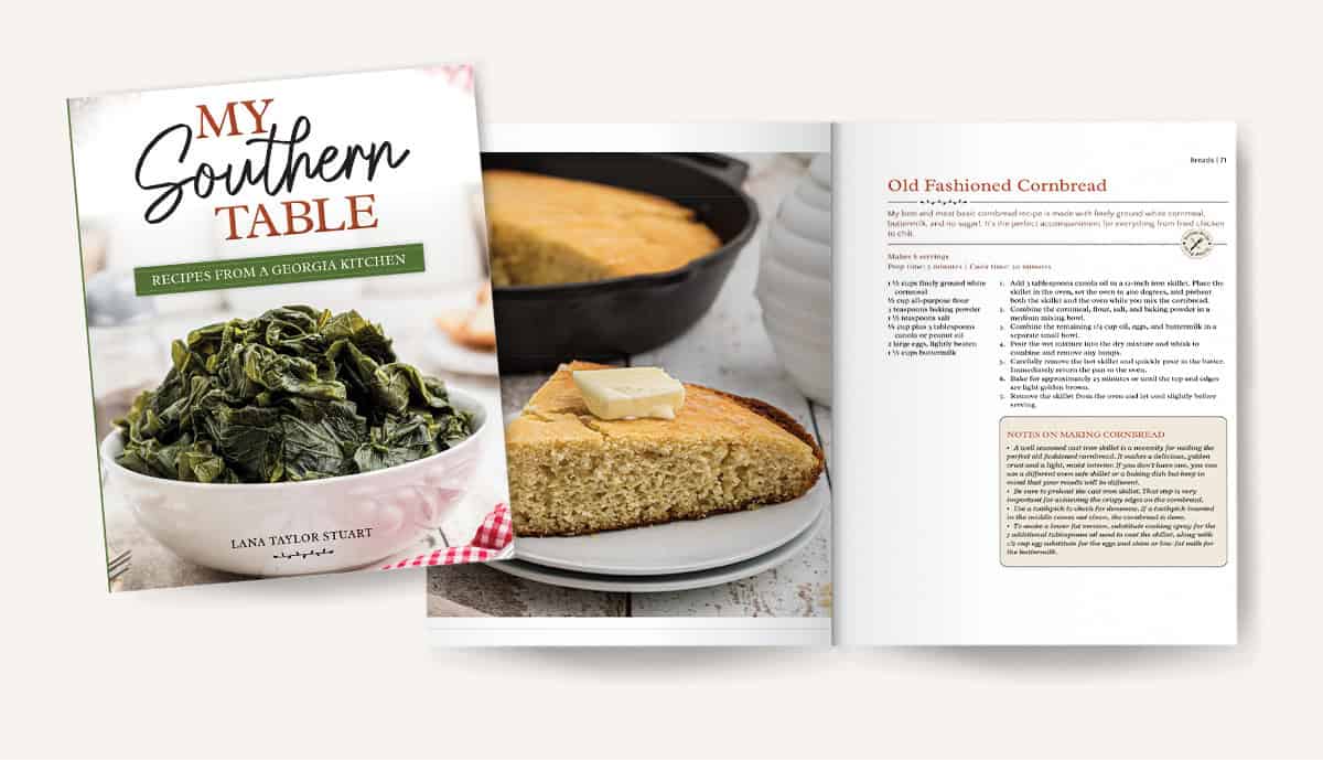 Mockup of pages 70-71 in My Southern Table cookbook.