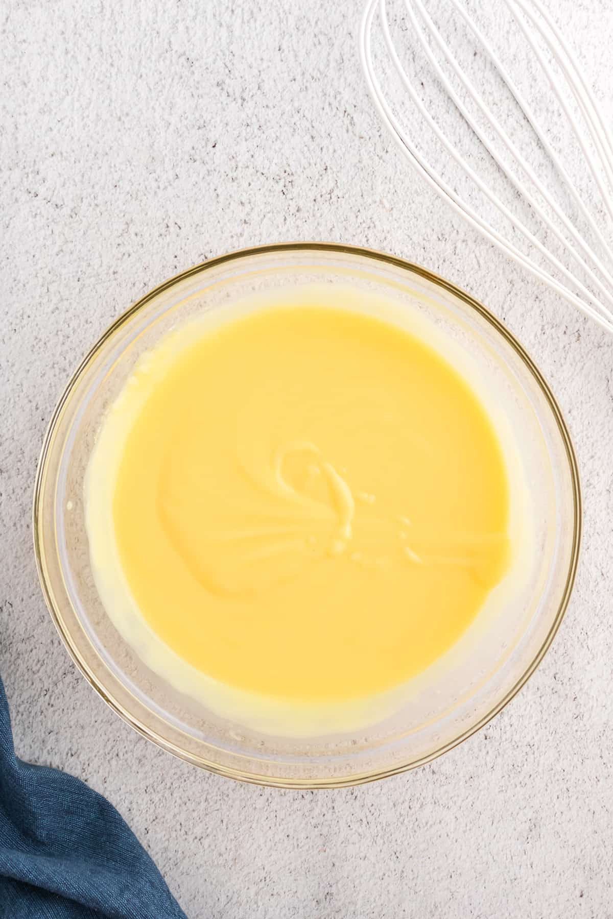 Prepared pudding in a bowl.