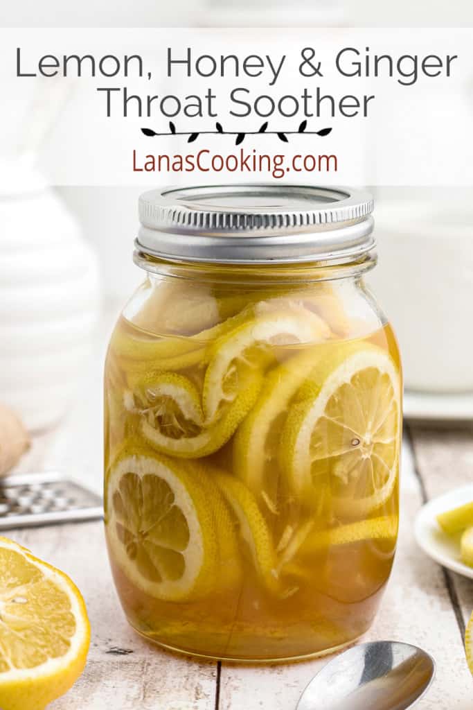 A mixture of lemon, honey, and ginger in a mason jar.