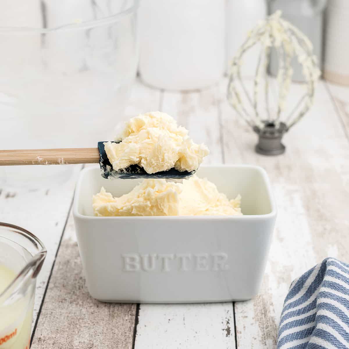 A container of homemade butter.