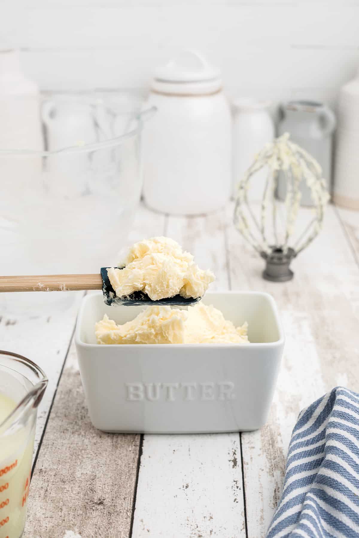 A container of homemade butter.