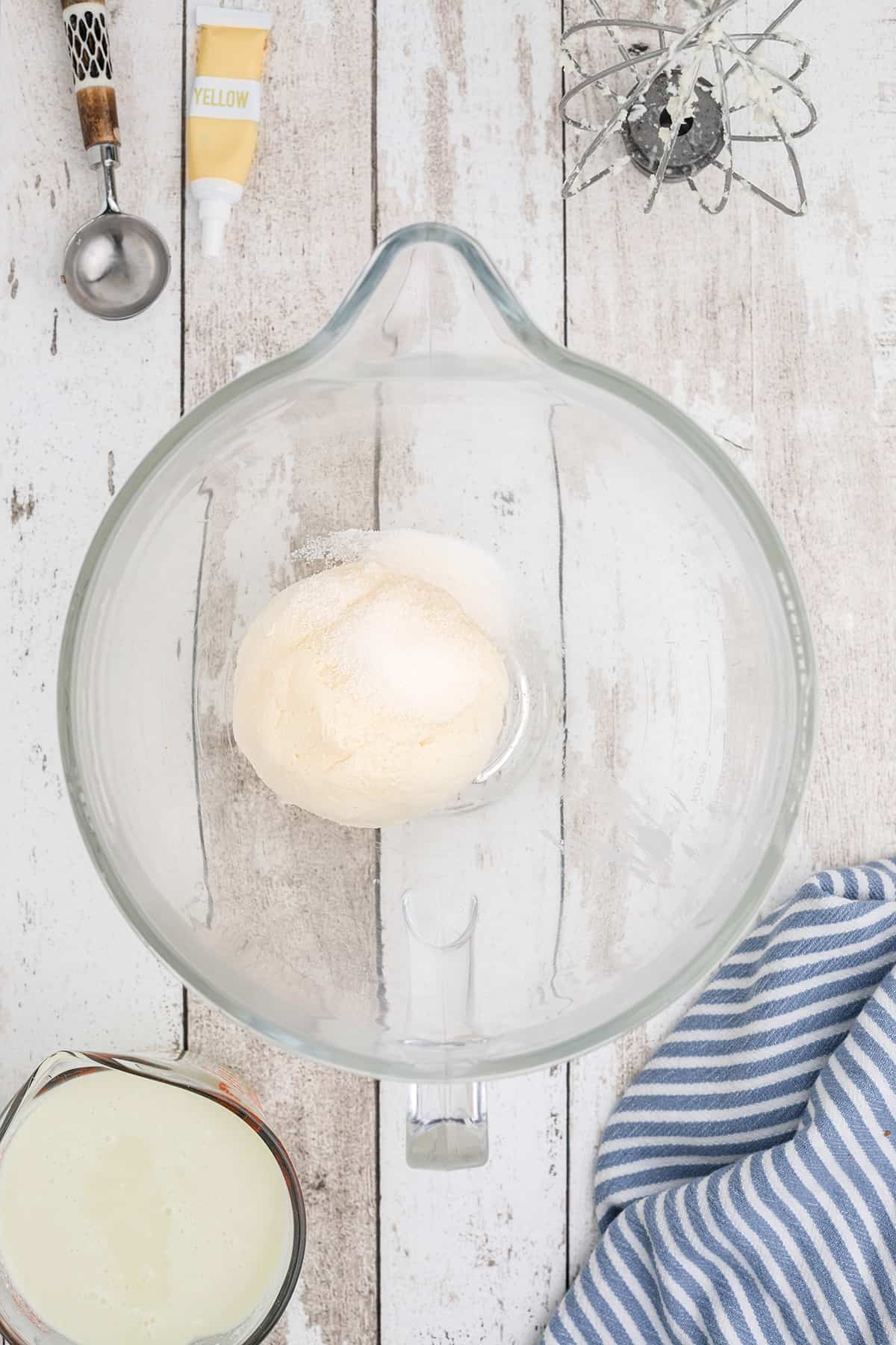 Washed butter in a mixing bowl.