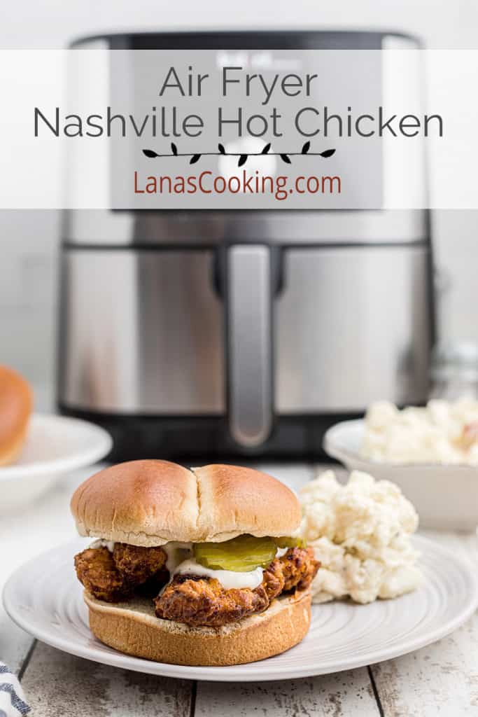 Nashville hot chicken sandwich on a white plate.