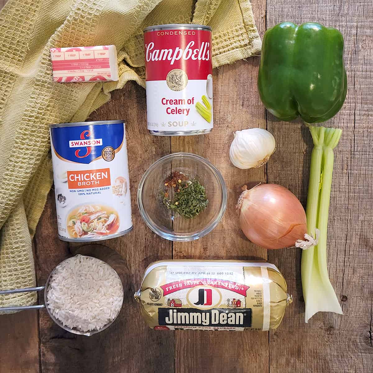 Ingredients used to make the casserole.