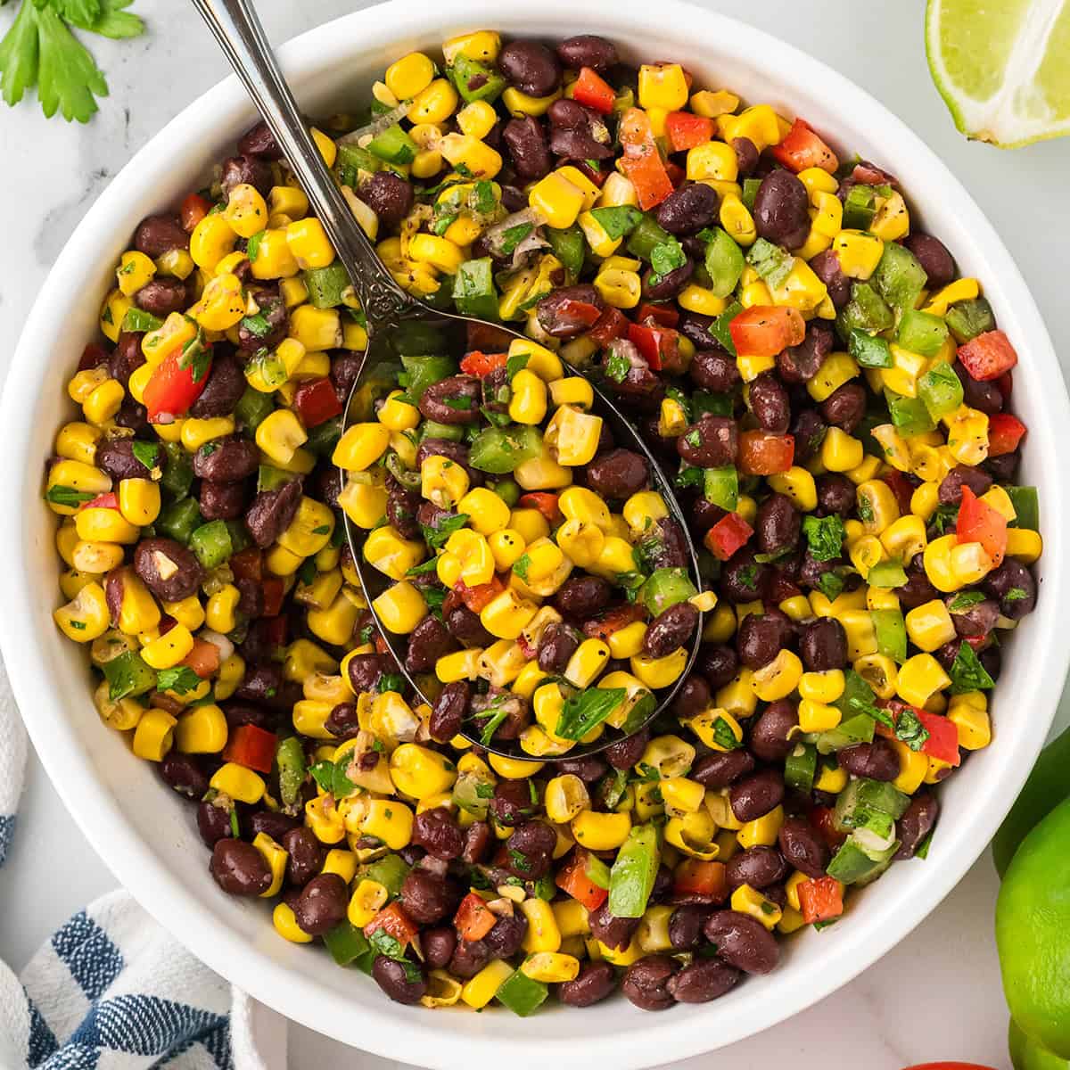 Finished recipe in a white serving bowl.