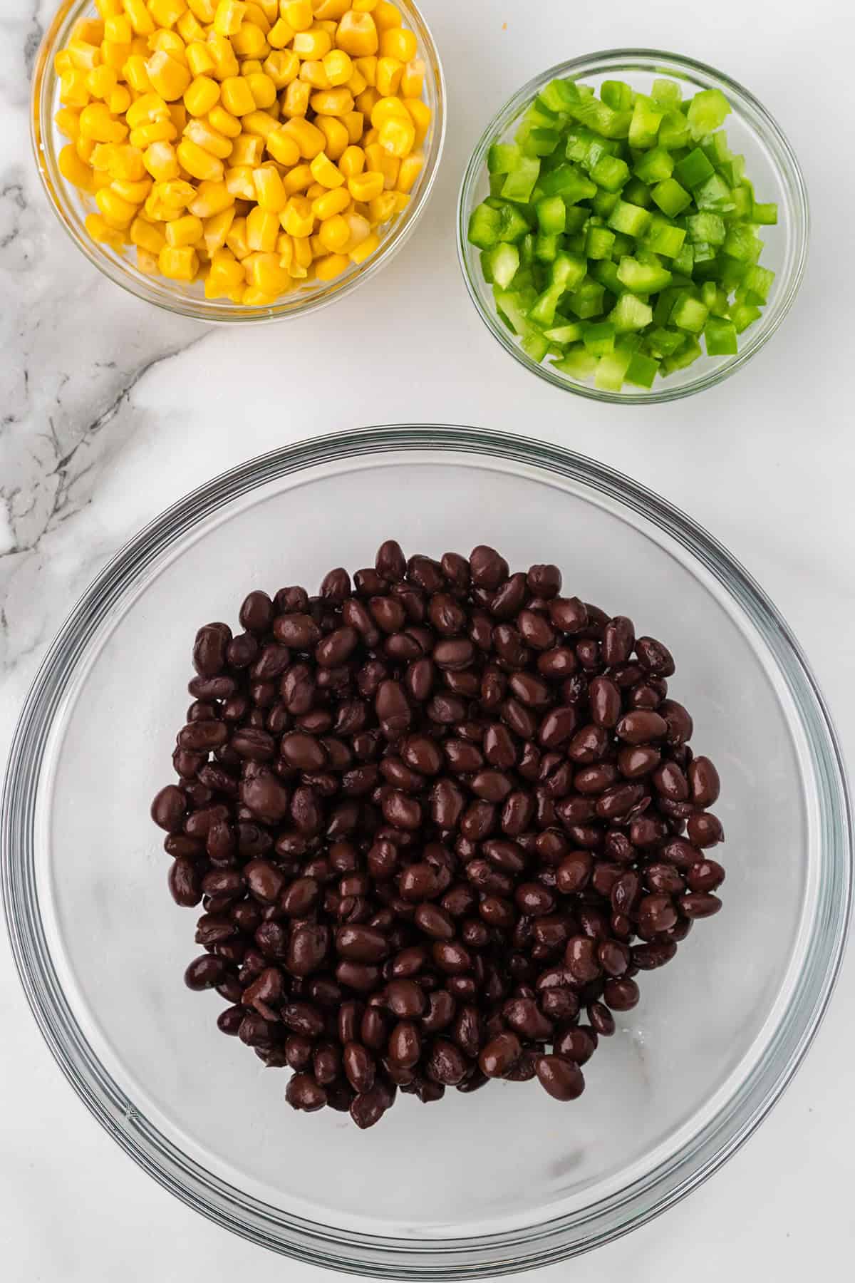 Drained and rinsed black beans in a bowl.