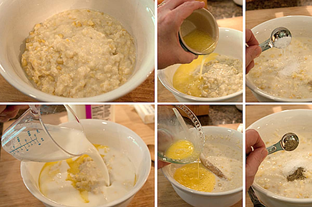 Collage of process photos showing the progression of each step of the recipe.