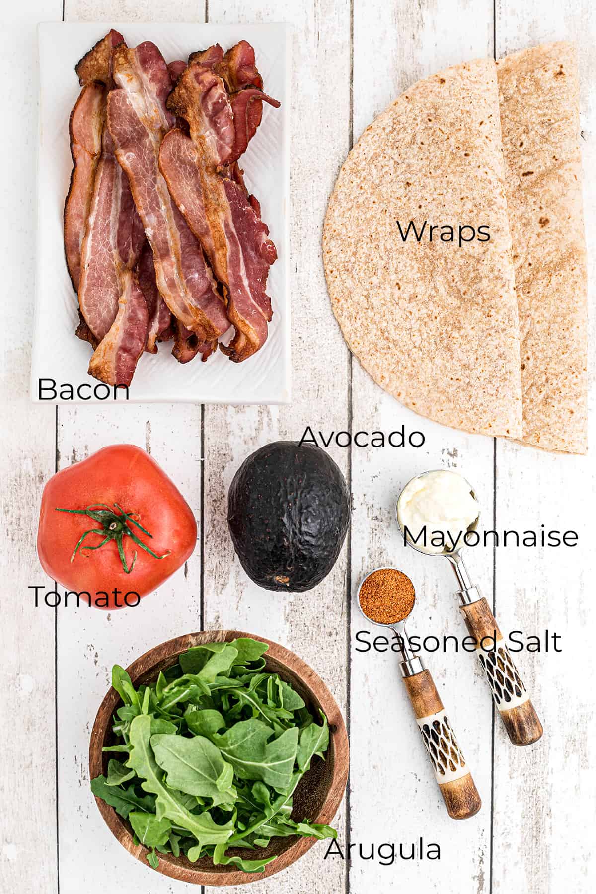 Ingredients needed to make BLAT wraps.