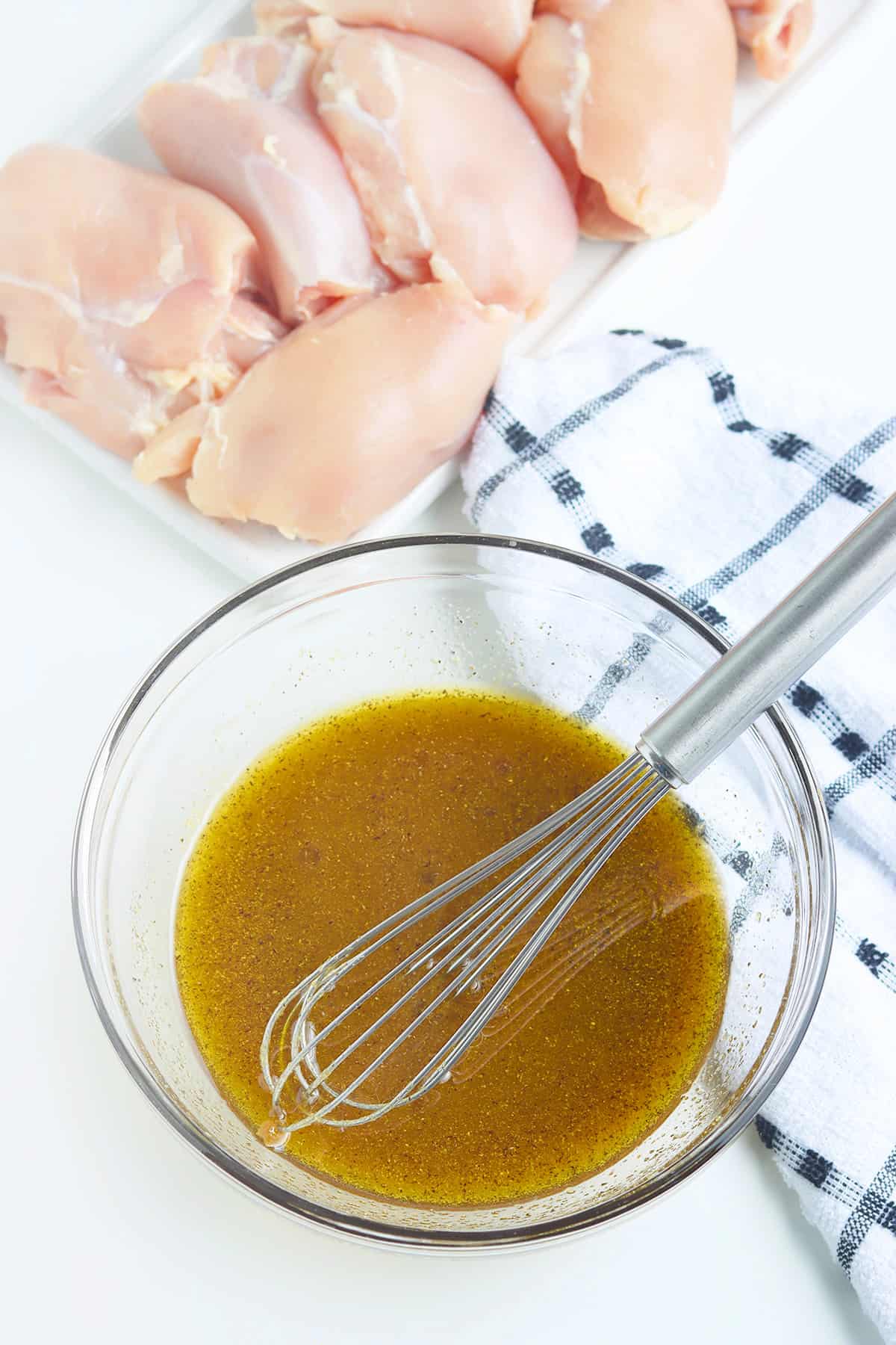 Marinade ingredients in a mixing bowl.