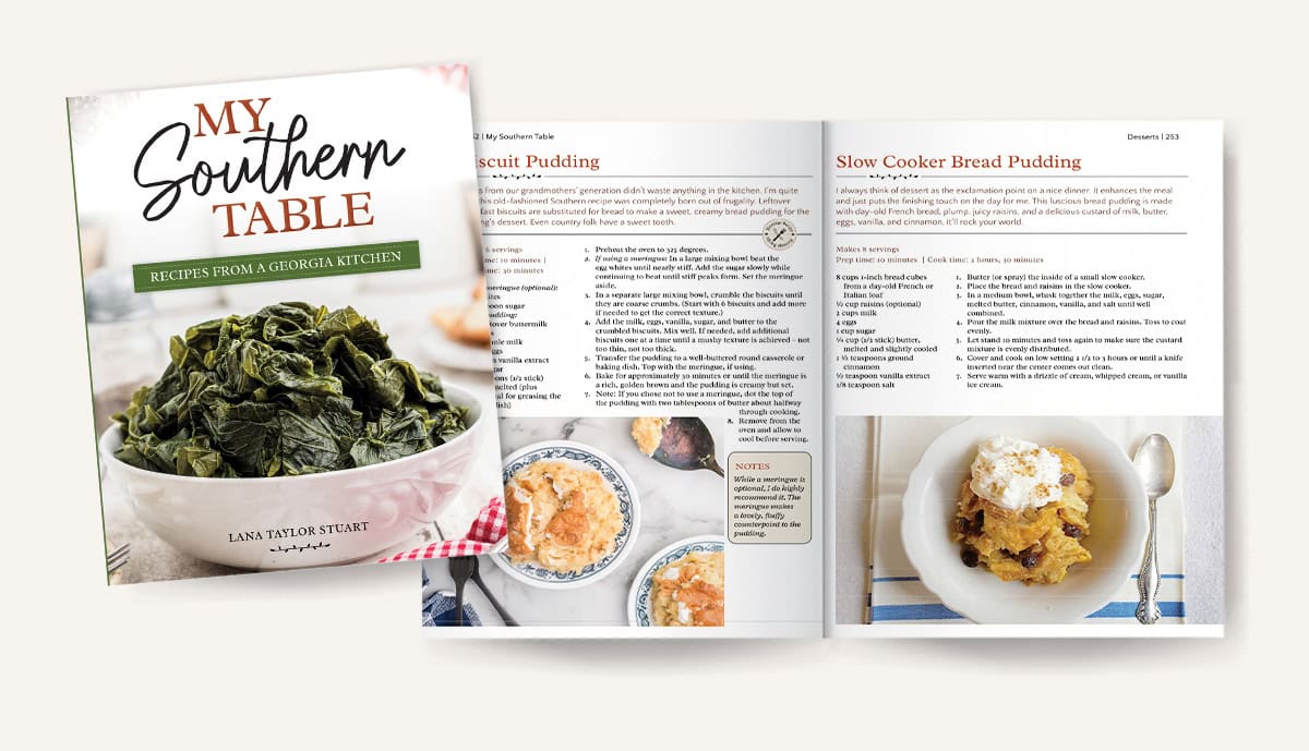 Mockup of pages 252-253 in My Southern Table.