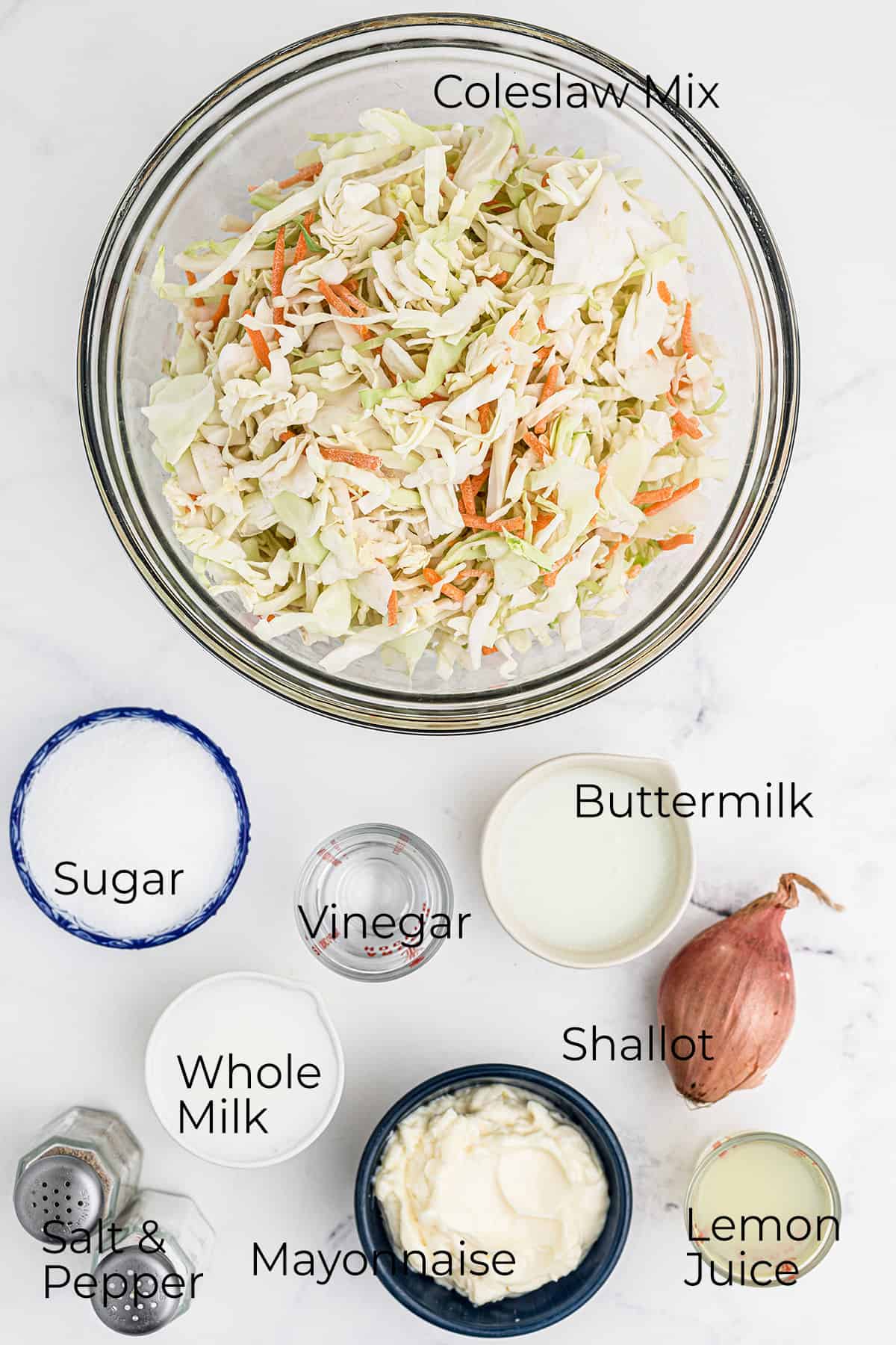 Ingredients needed for making KFC coleslaw.