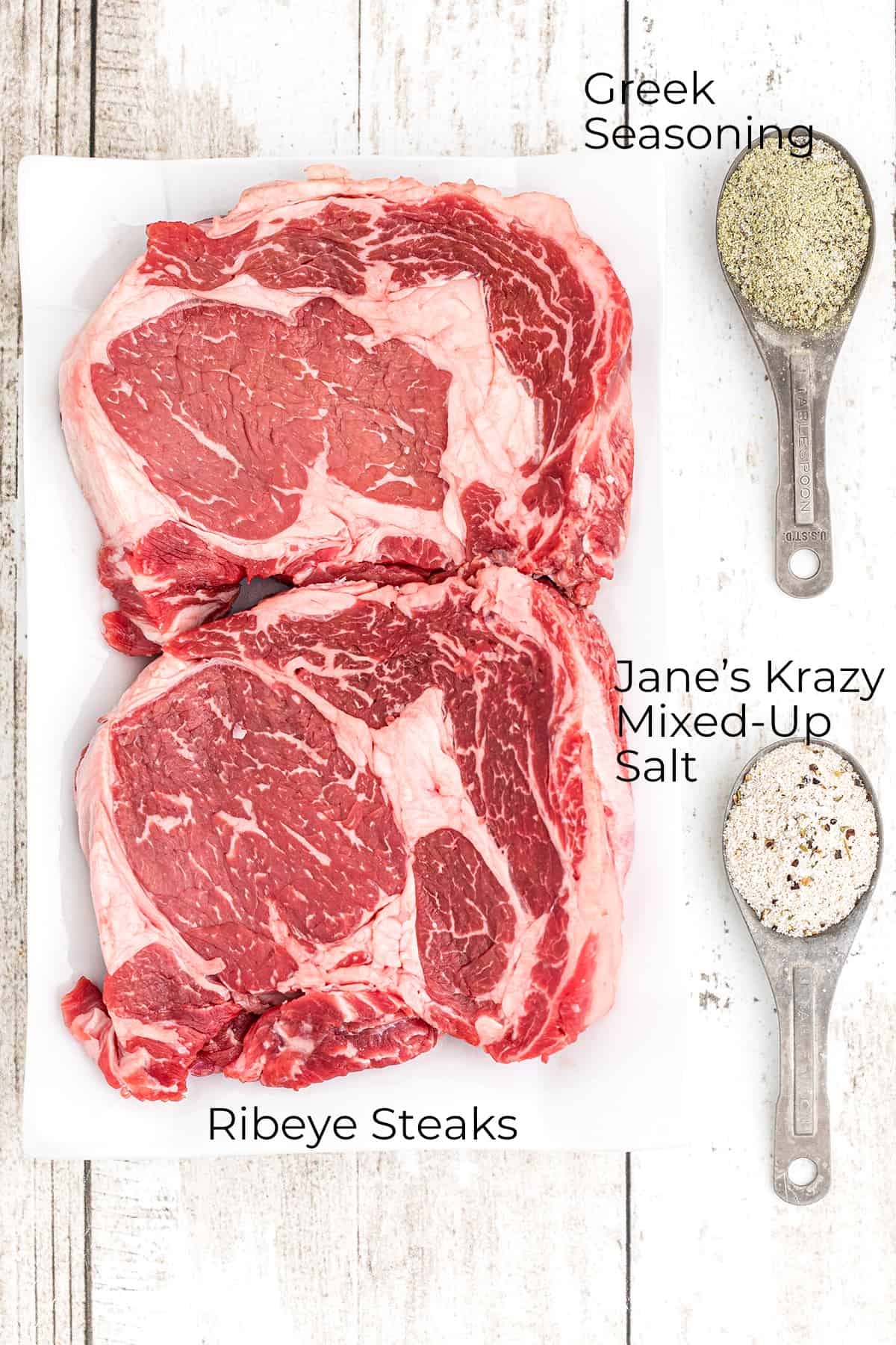 Ingredients needed to make grilled steaks.