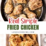 Finished pieces of fried chicken on a serving plate.