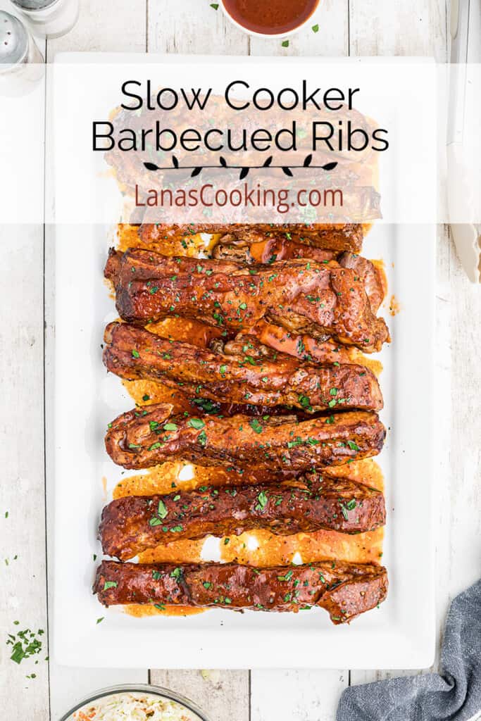 A platter of barbecued ribs.
