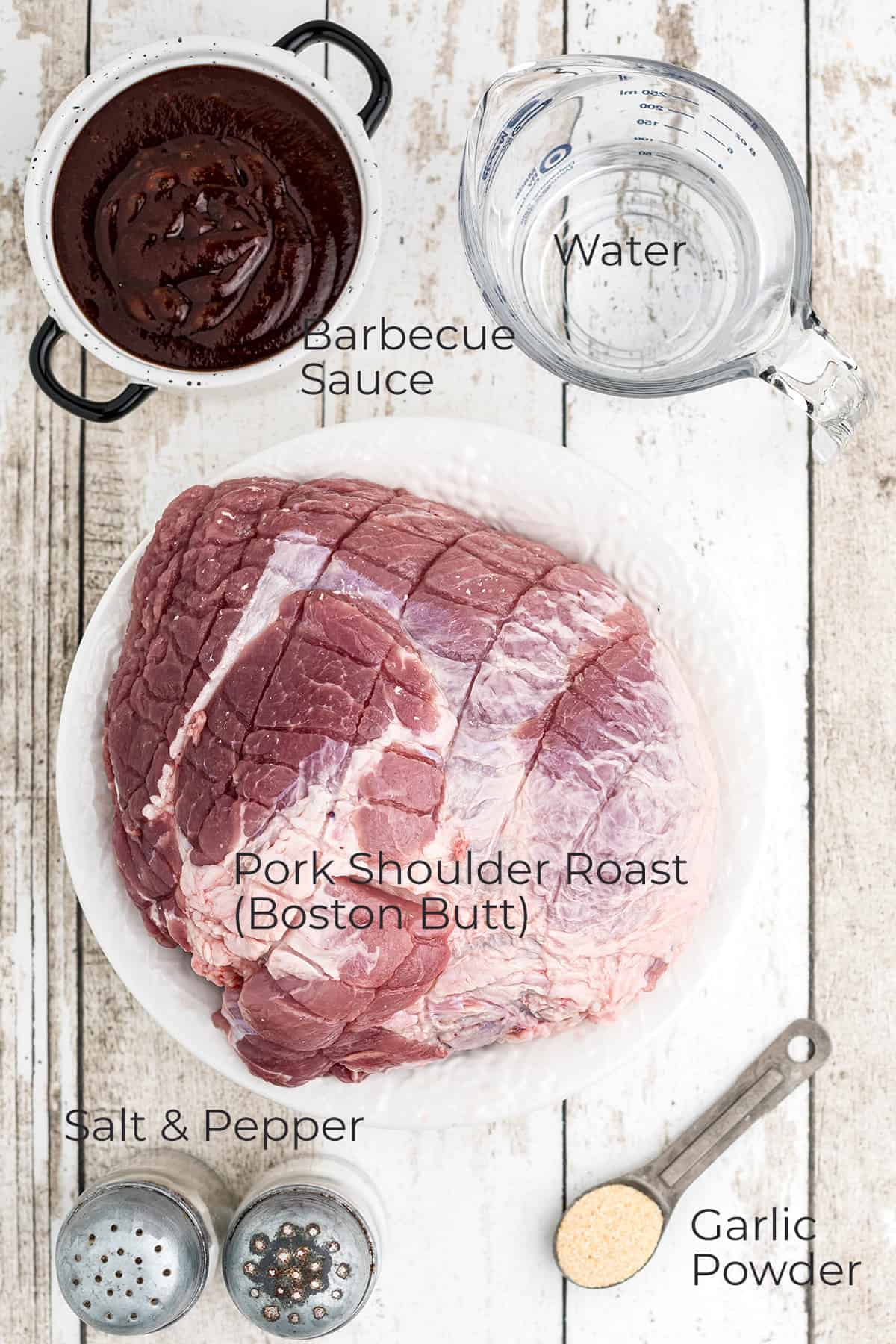 Ingredients for making pulled pork.