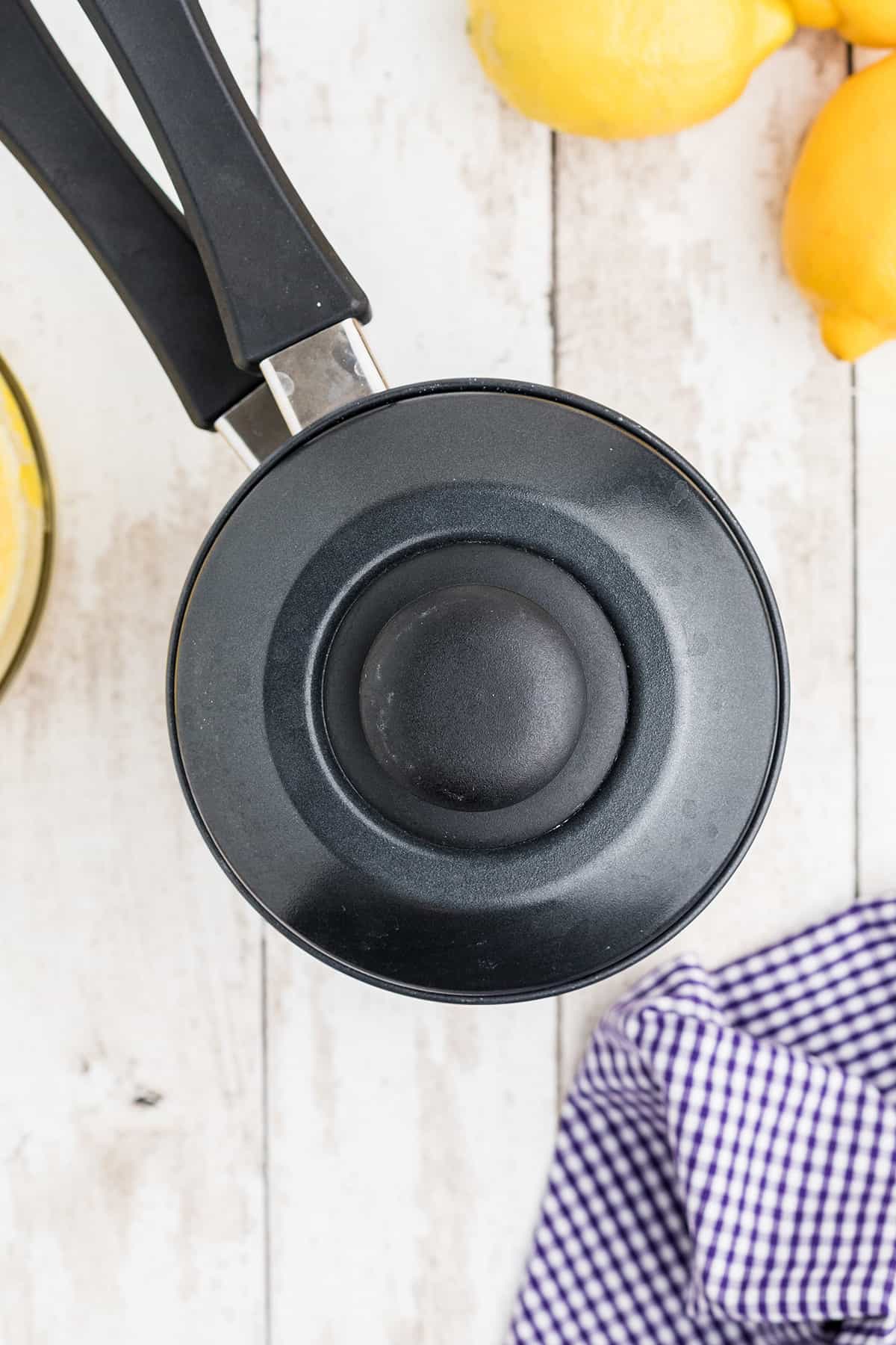 Filling cooking in a covered pan.