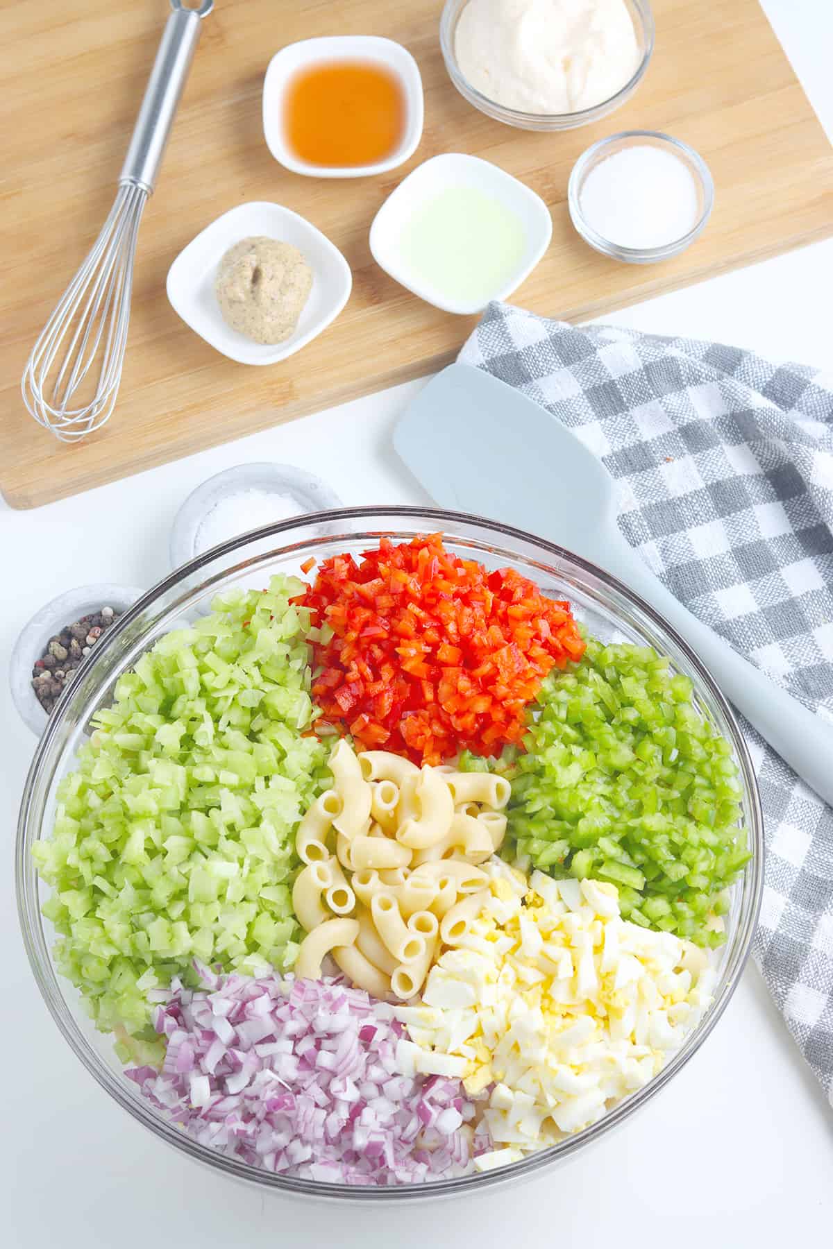 Salad ingredients in a mixing bowl.