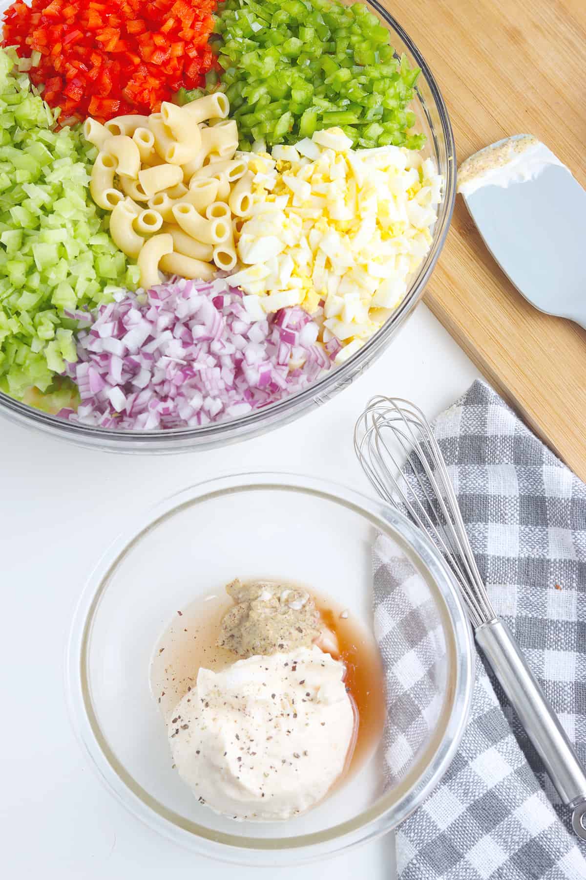 Dressing ingredients in a small bowl.