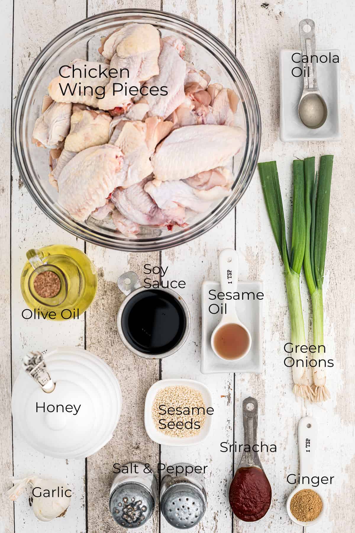 All ingredients needed to make sticky wings.