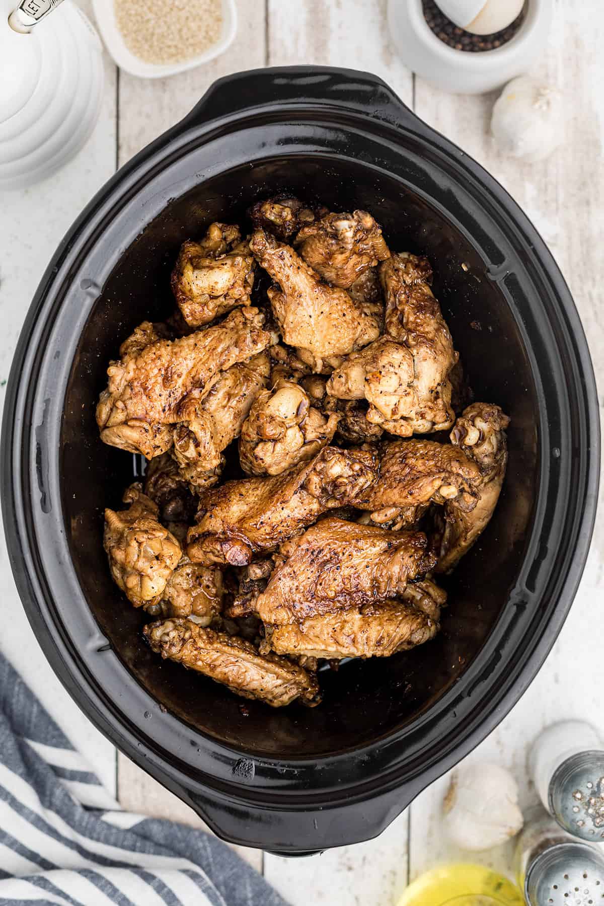 Wings after cooking in the crockpot.