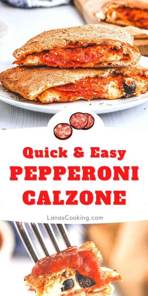 A pepperoni calzone on a white serving plate.