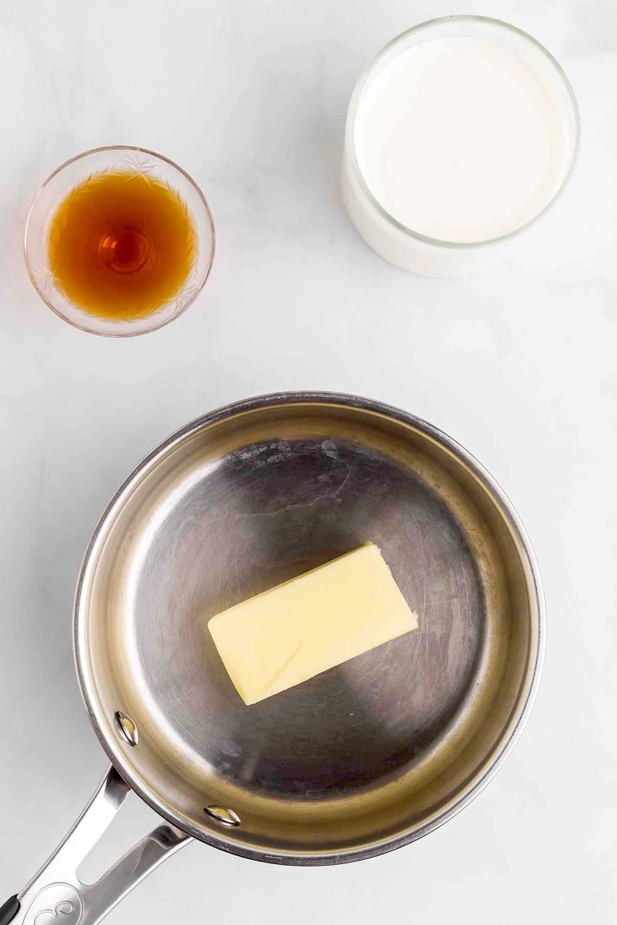 Butter melting in a saucepan.